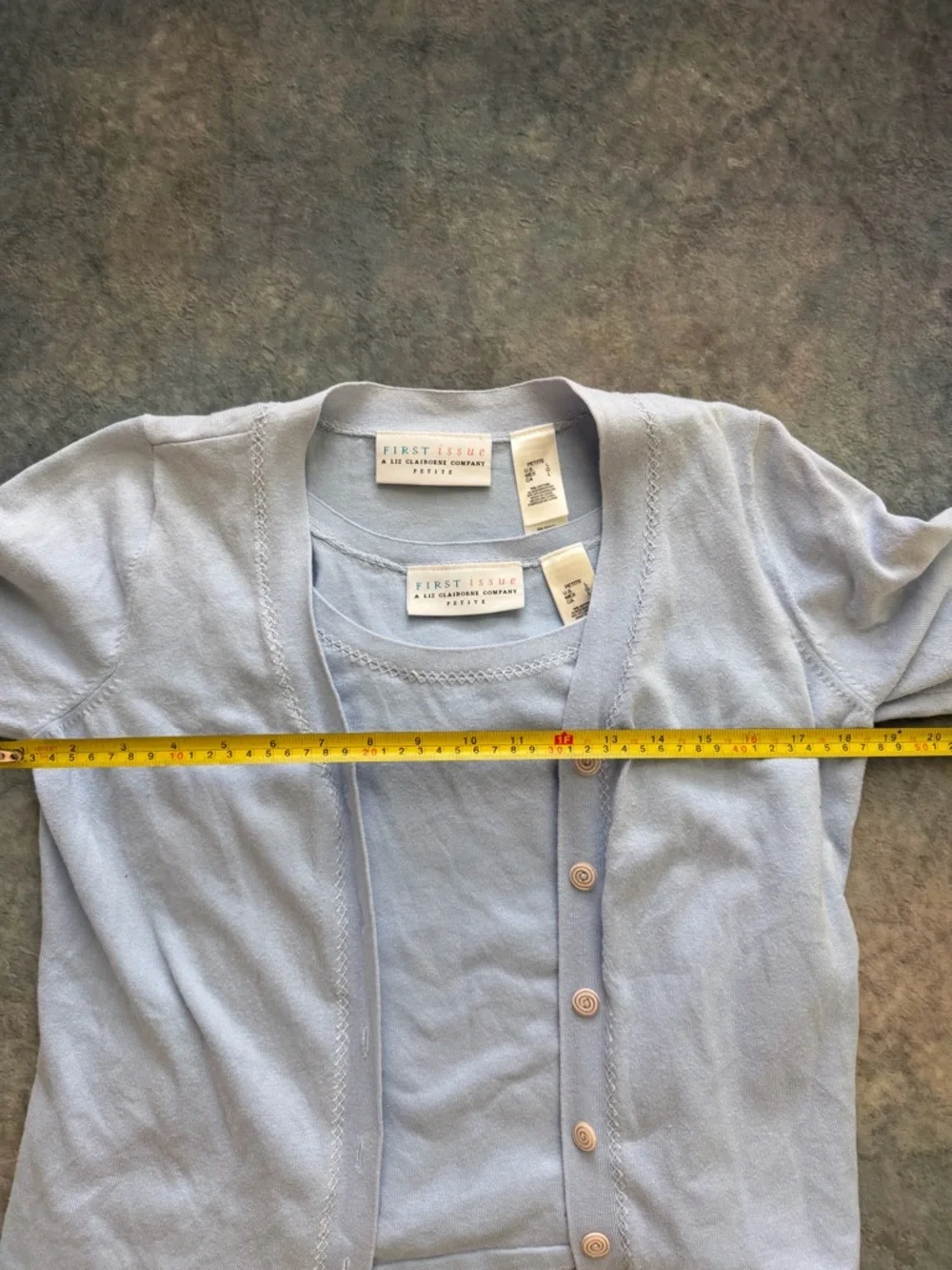 Light Blue Button-Front Cardigan with Matching Tank - Picture 3 of 3